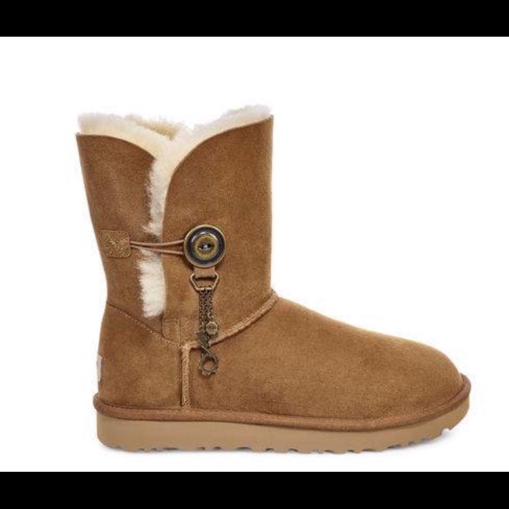 UGG Brown Ankle Boots with Cream Fur
